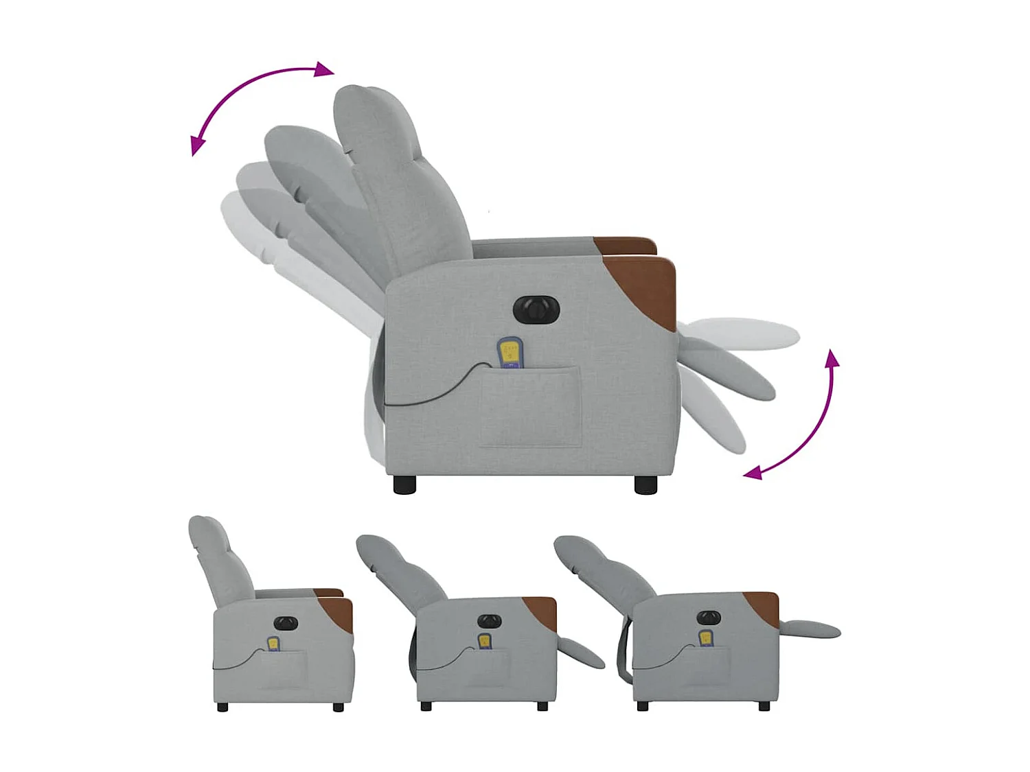 Sillón de relax | Sillón reclinable de masaje eléctrico tela gris claro SHL8572