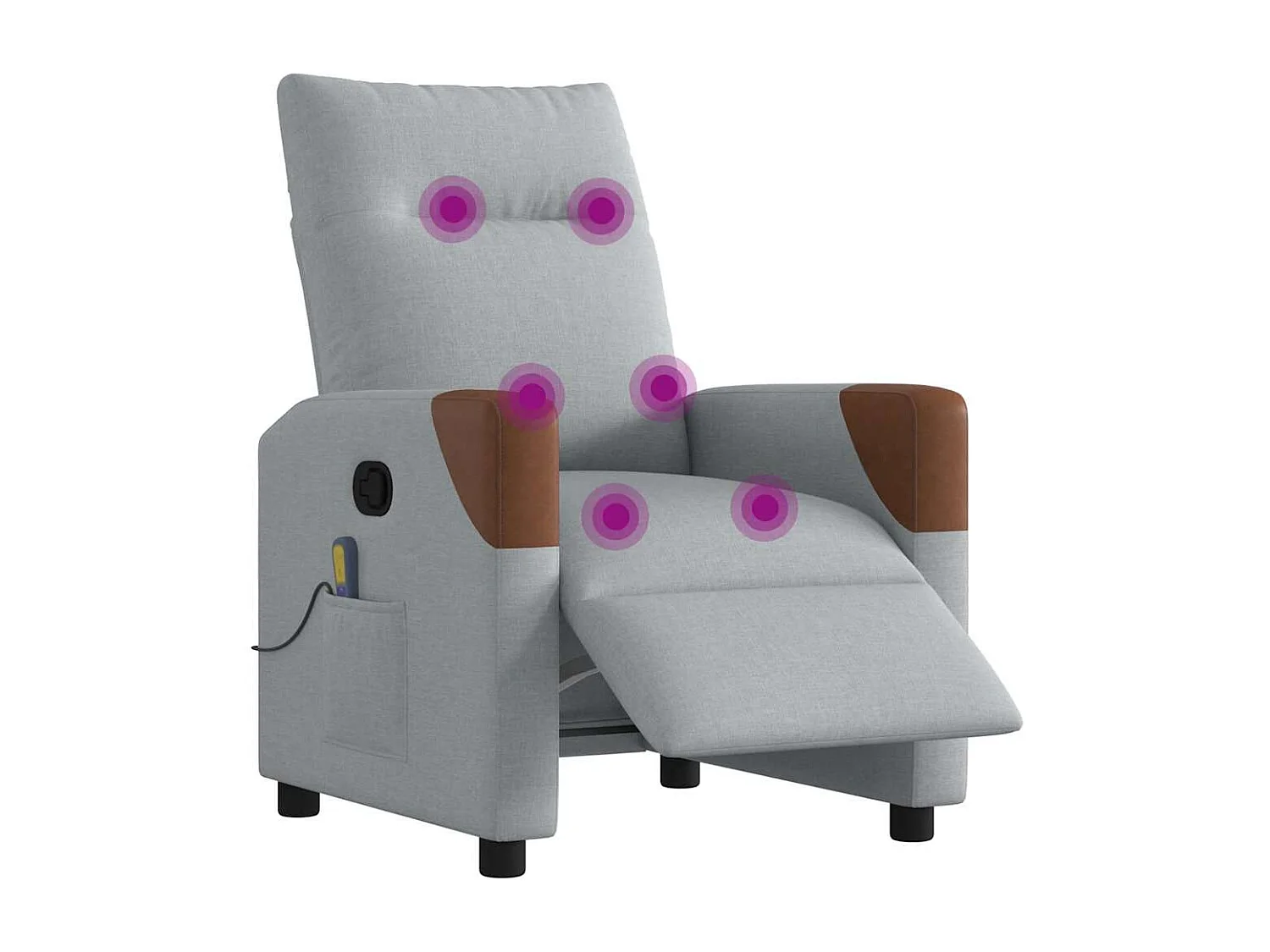 Poltrona Salotto | Sedia | Poltrona Reclinabile Massaggio Elettrica Grigio Chiaro Tessuto SHL8565