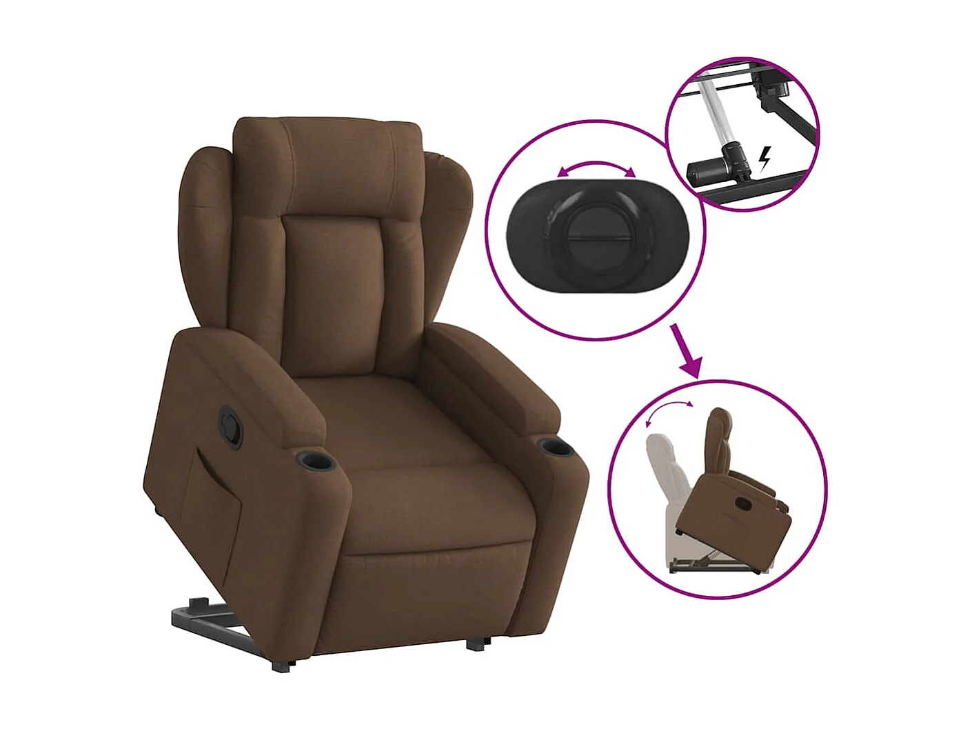 Fauteuil inclinable-Chaise de relax-Fauteuil salon Marron Tissu SHL5174