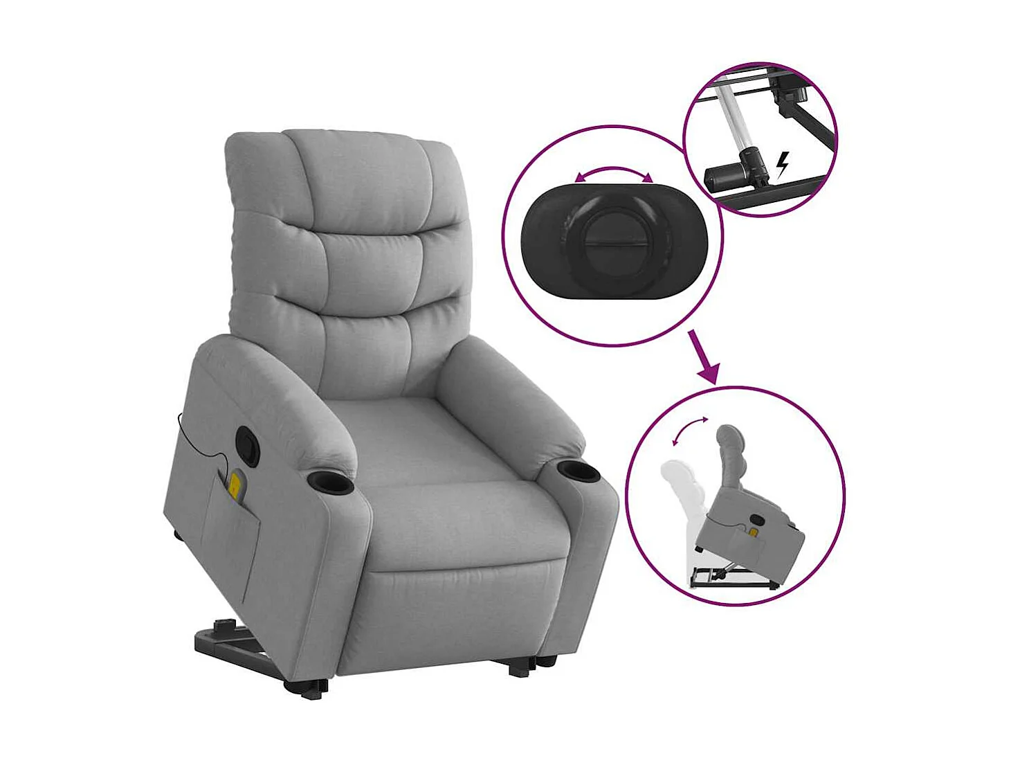 Sillón de salón | Silla | Sillón de masaje reclinable de pie de tela gris claro SHL9697