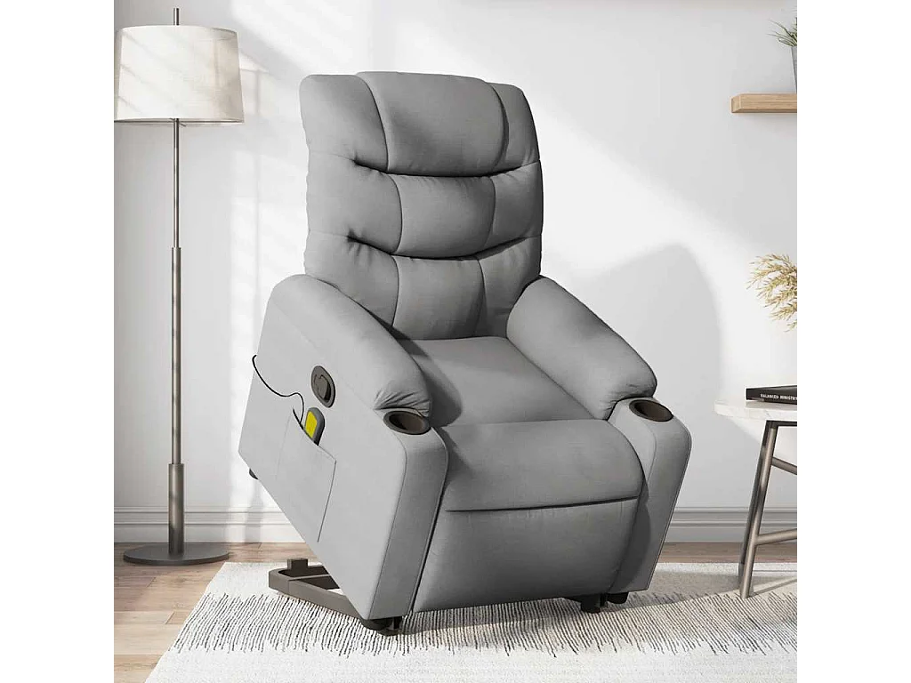 Fauteuil inclinable-Chaise de relax-Fauteuil de Massage Gris clair Tissu SHL2435