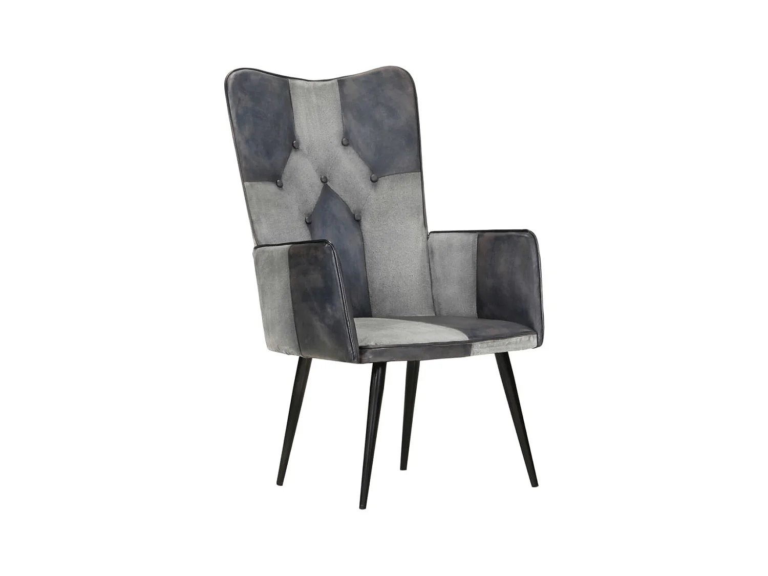 Sillón de salón | Silla | Sillón orejero de cuero auténtico gris SHL6420