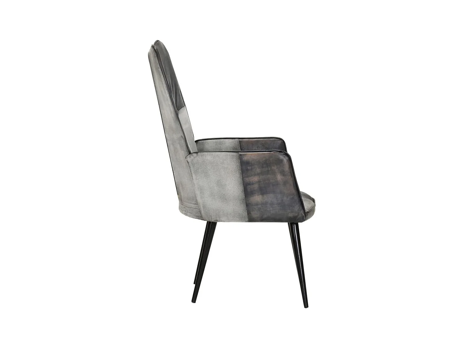 Sillón de salón | Silla | Sillón orejero de cuero auténtico gris SHL6420