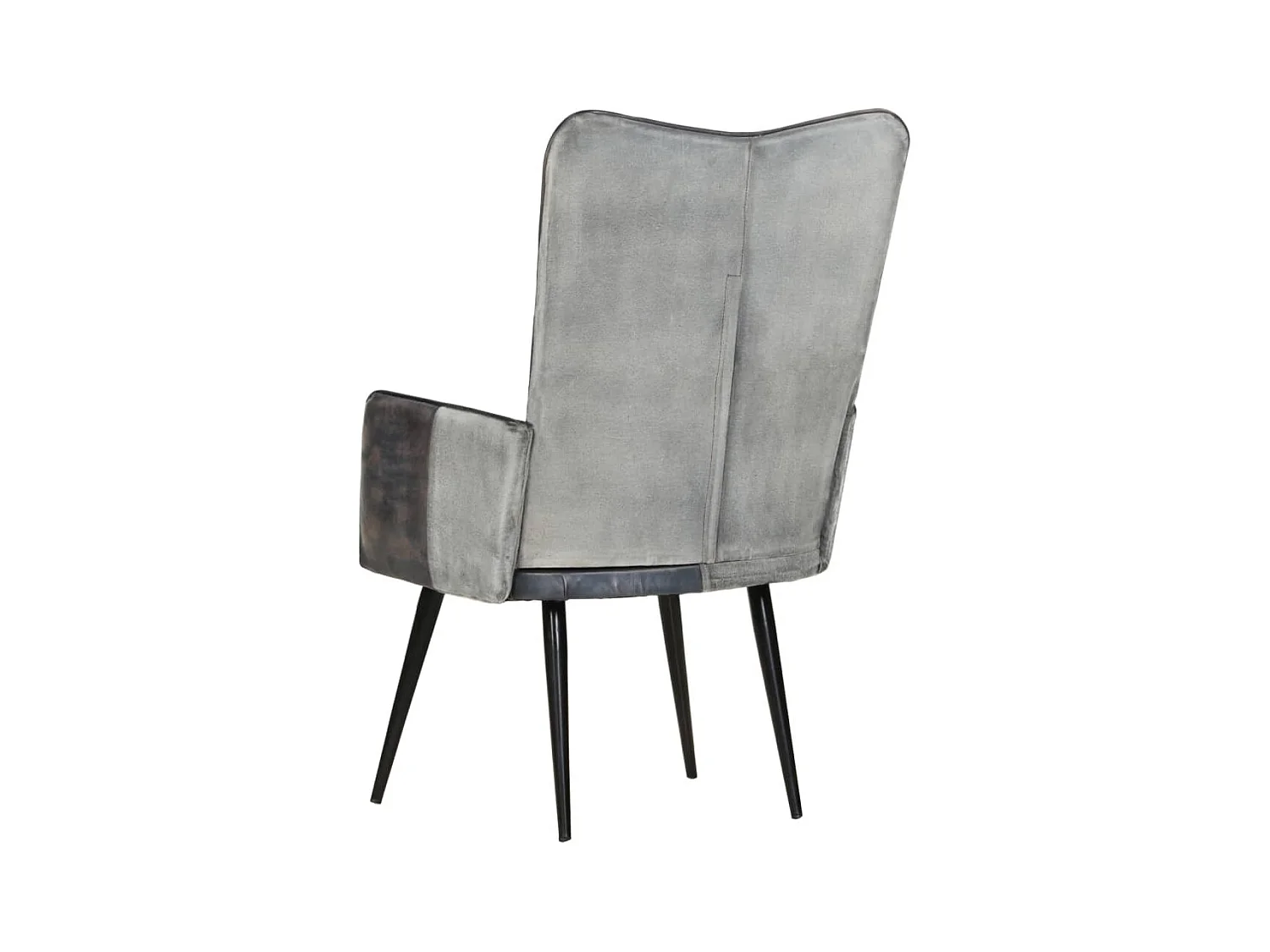 Sillón de salón | Silla | Sillón orejero de cuero auténtico gris SHL6420