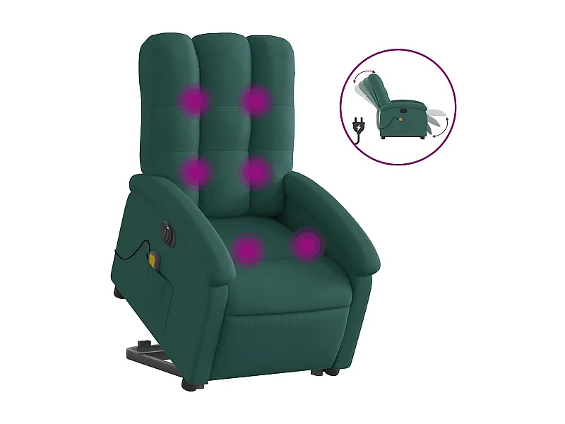 Sillón de salón | Silla | Sillón masaje eléctrico reclinable elevable tela verde oscuro SHL8817