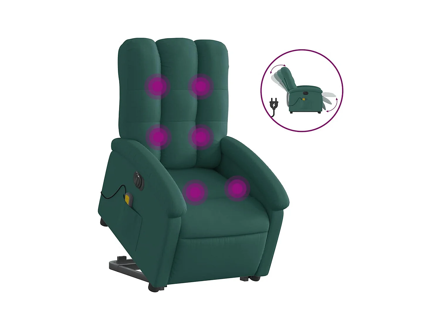 Fauteuil inclinable électrique-Chaise-Fauteuil de Massage Vert foncé Tissu SHL5249