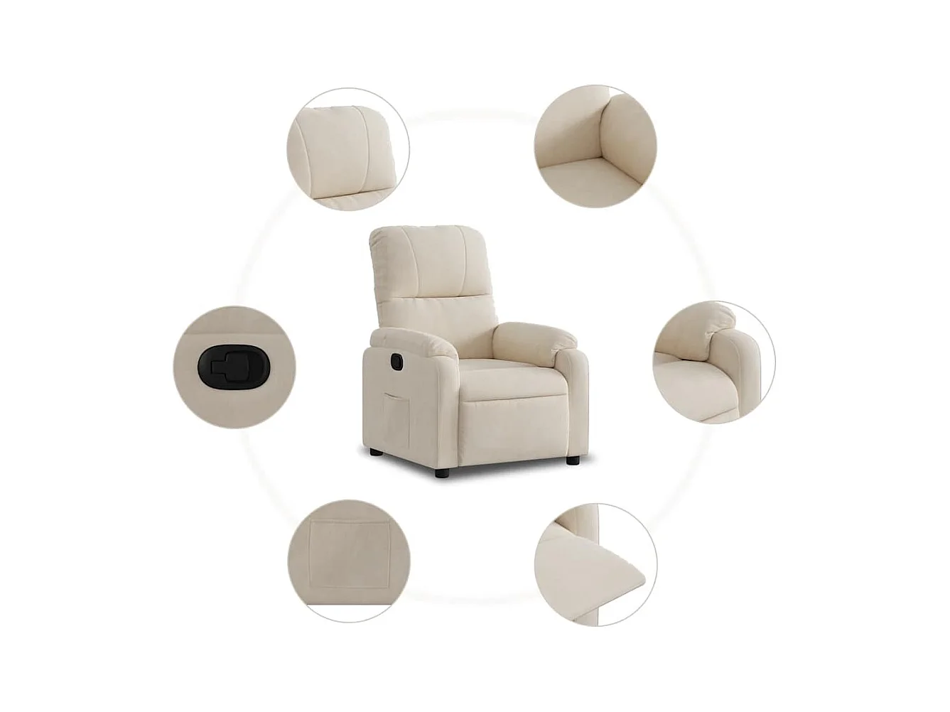 Sillón de relax | Silla | Sillón reclinable tela de microfibra beige SHL8281