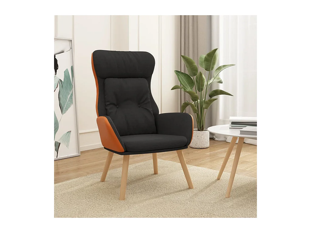Sillón de relax | Silla de relax de tela y PVC negro SHL2575