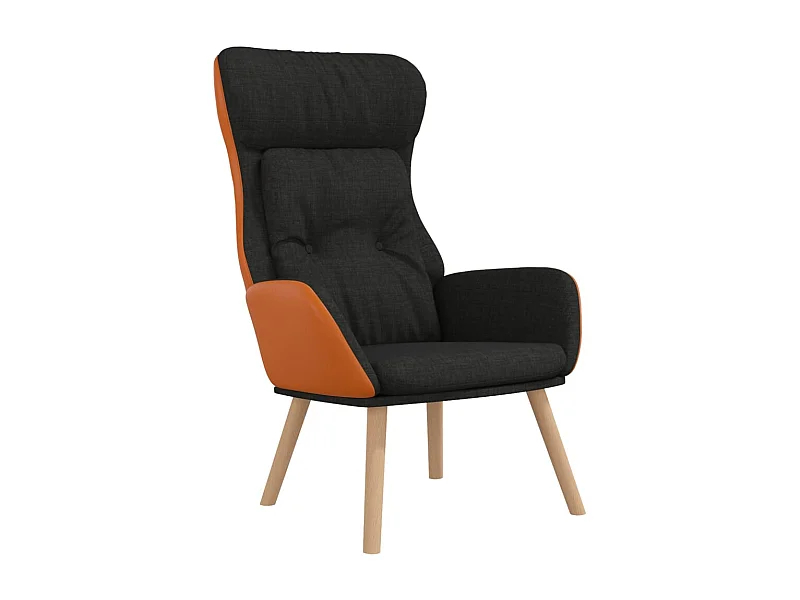 Relaxstoel | Fauteuil | Bureaustoel stof en PVC zwart