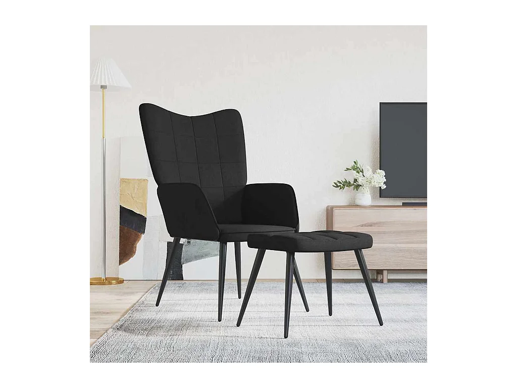 Sillón de relax | Silla de relax con reposapiés tela negro SHL3208