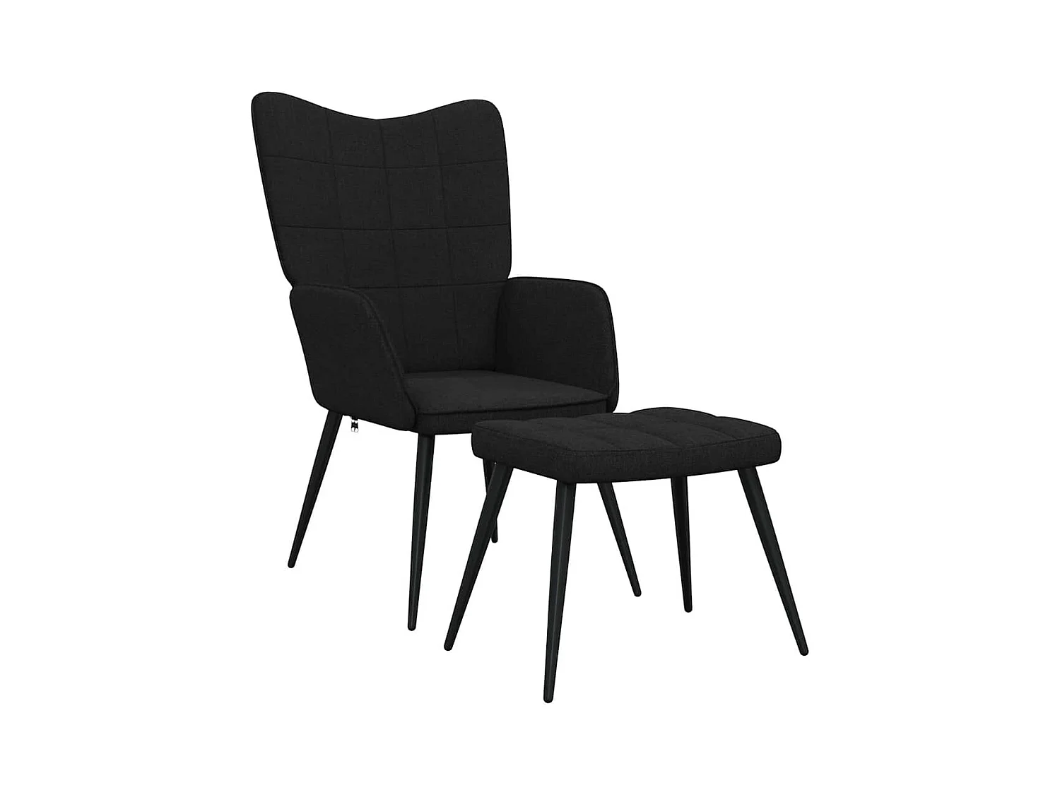 Chaise de relaxation moderne avec tabouret-Fauteuil de Salon Noir Tissu SHL1596