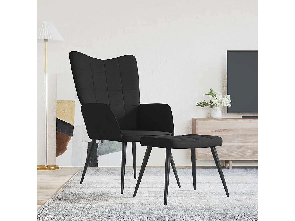Sillón de relax | Silla de relax con reposapiés tela negro SHL3208
