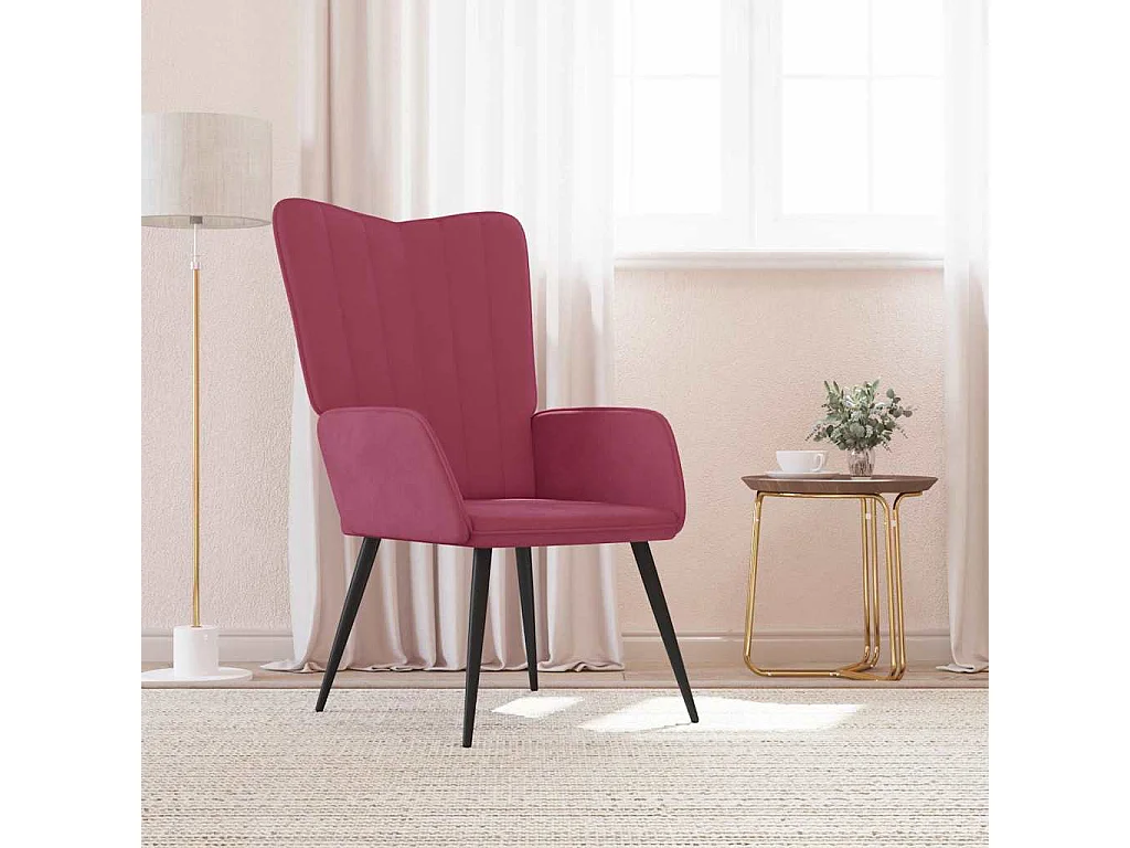 Relaxsessel | Lounge Sessel Weinrot Samt SHL43219