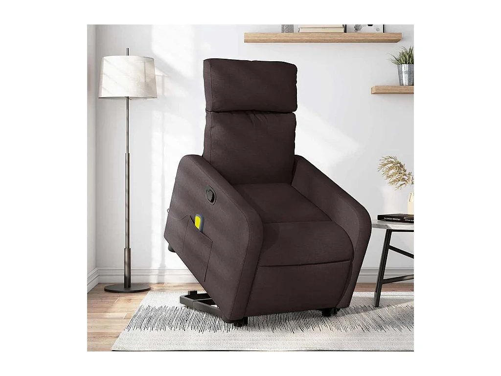 Fauteuil inclinable-Chaise de relax-Fauteuil de Massage Marron foncé Tissu SHL4128