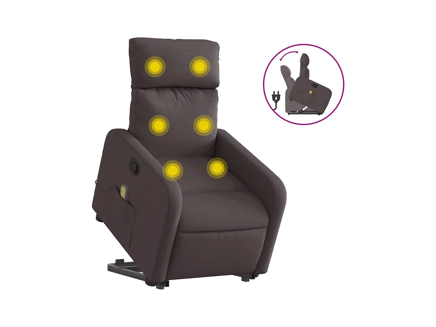 Fauteuil inclinable-Chaise de relax-Fauteuil de Massage Marron foncé Tissu SHL4128