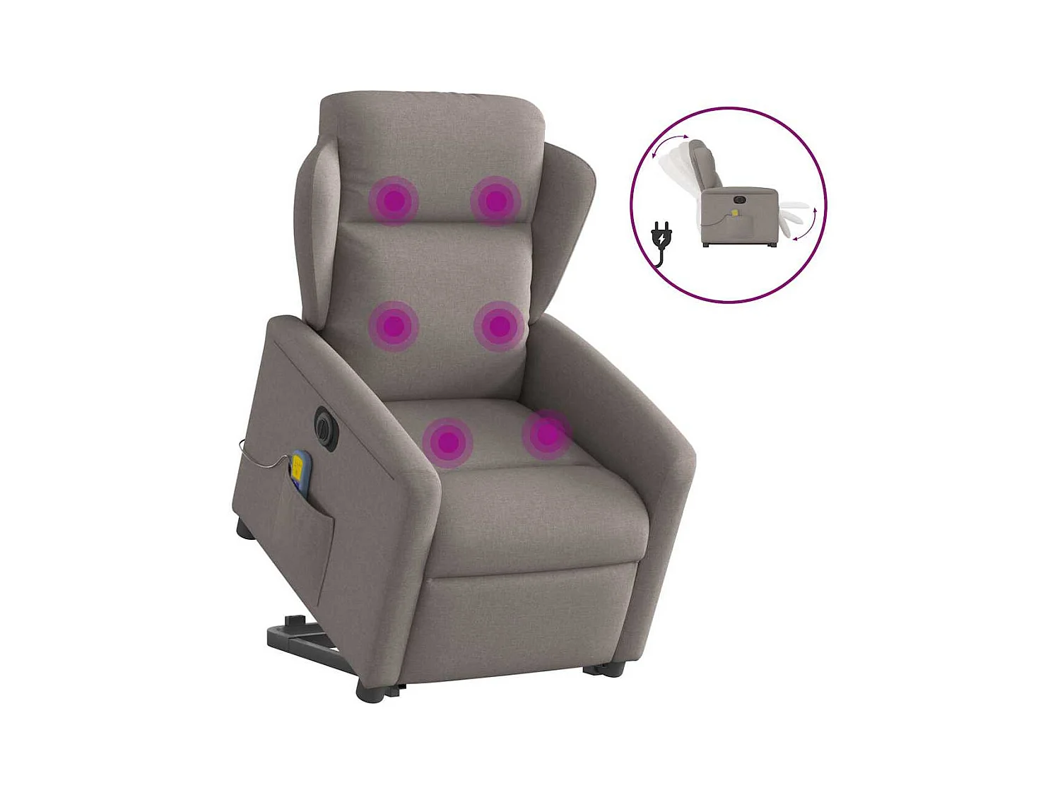 Sillón de salón | Silla | Sillón de masaje eléctrico reclinable elevable tela taupé SHL8230