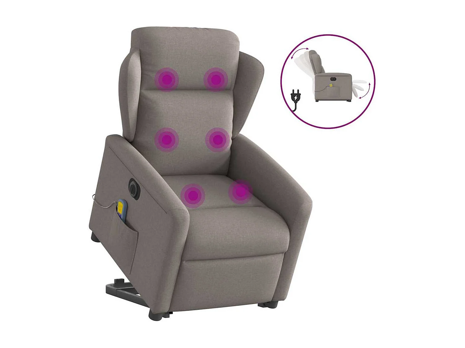 Sillón de salón | Silla | Sillón de masaje eléctrico reclinable elevable tela taupé SHL8230