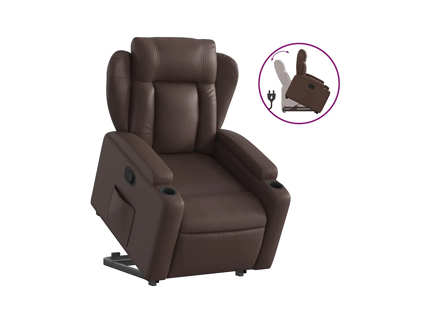 Fauteuil inclinable-Chaise de relax-Fauteuil salon marron similicuir SHL3154