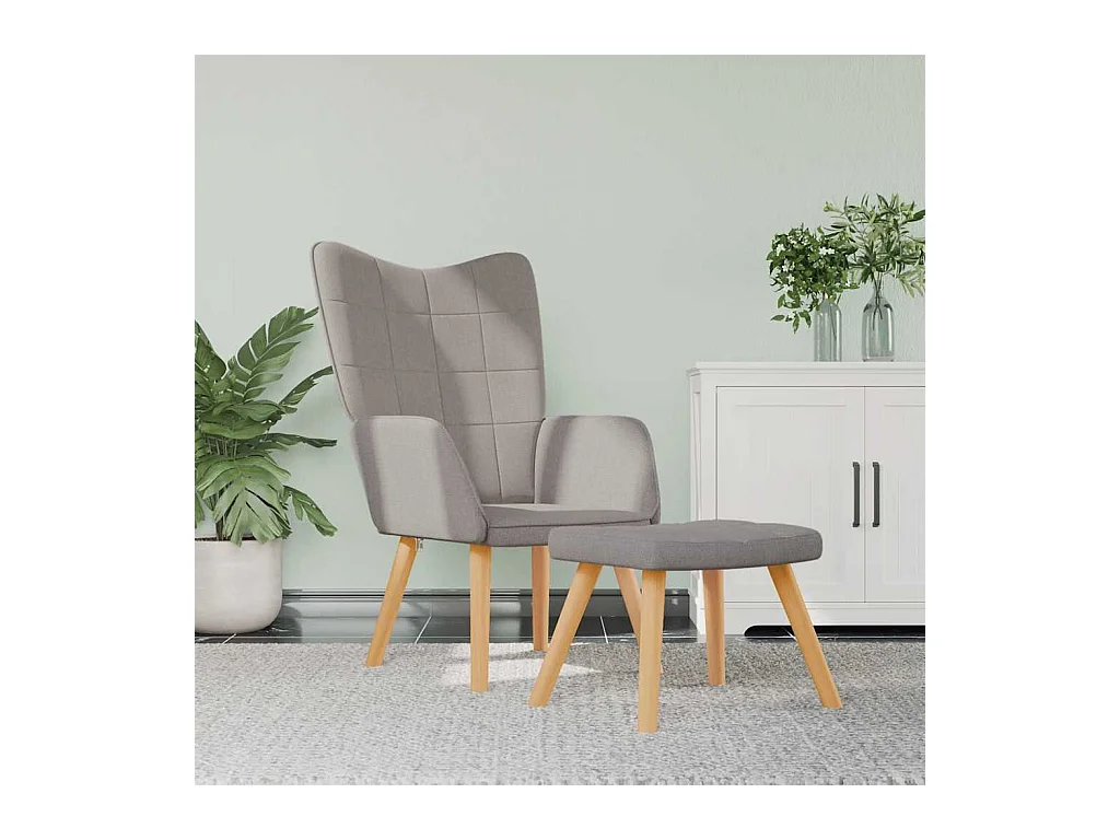 Sillón de relax | Silla de relax con reposapiés de tela gris taupé SHL3965