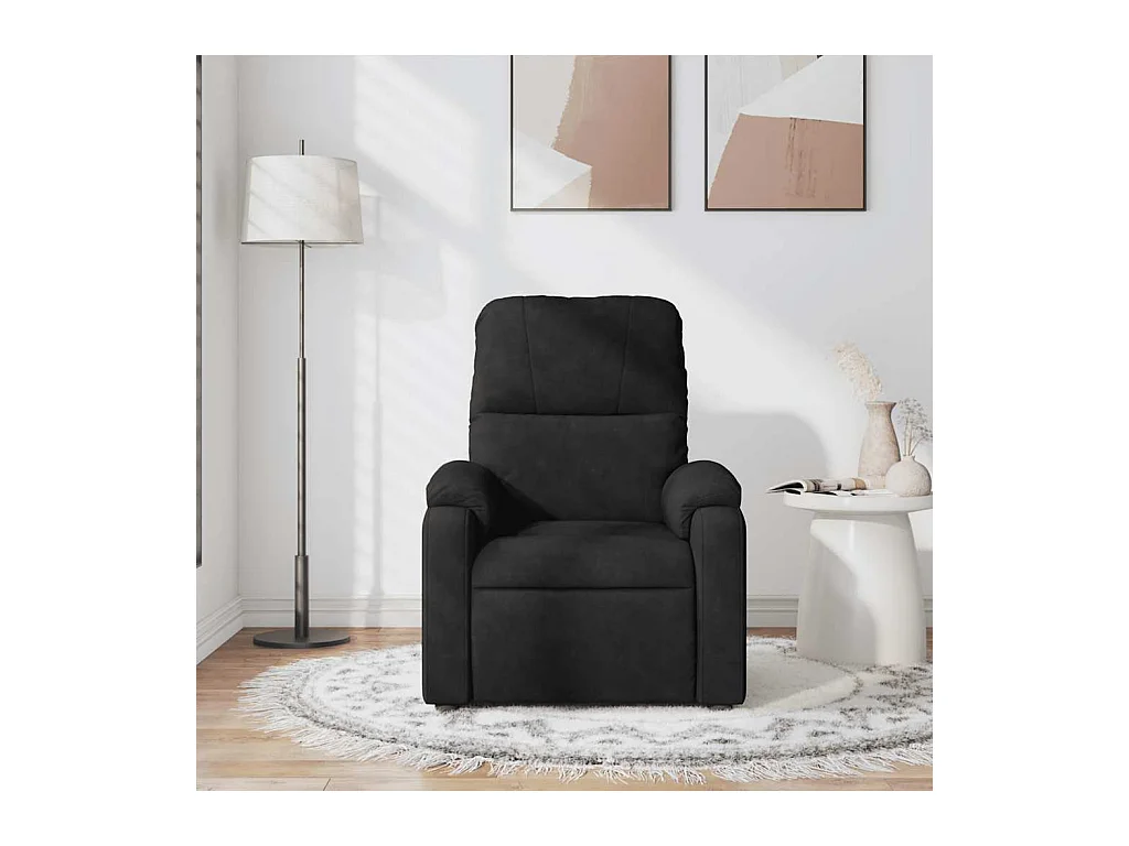 Sillón de relax | Sillón reclinable de masaje tela de microfibra negro SHL3555