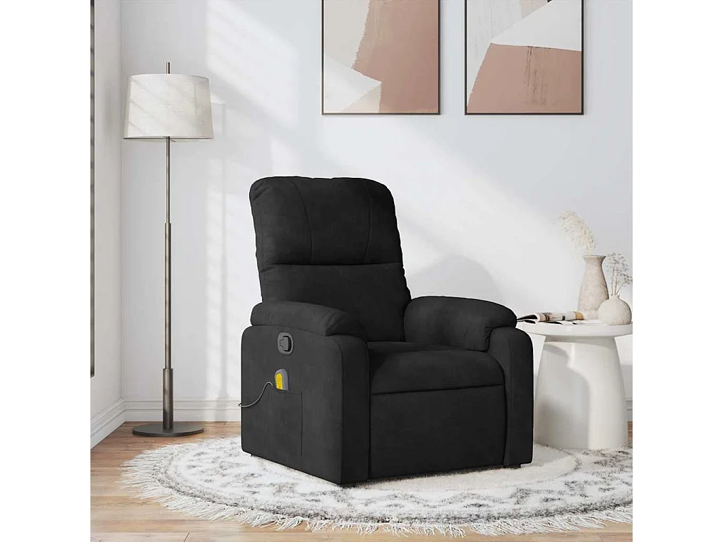 Sillón de relax | Sillón reclinable de masaje tela de microfibra negro SHL3555