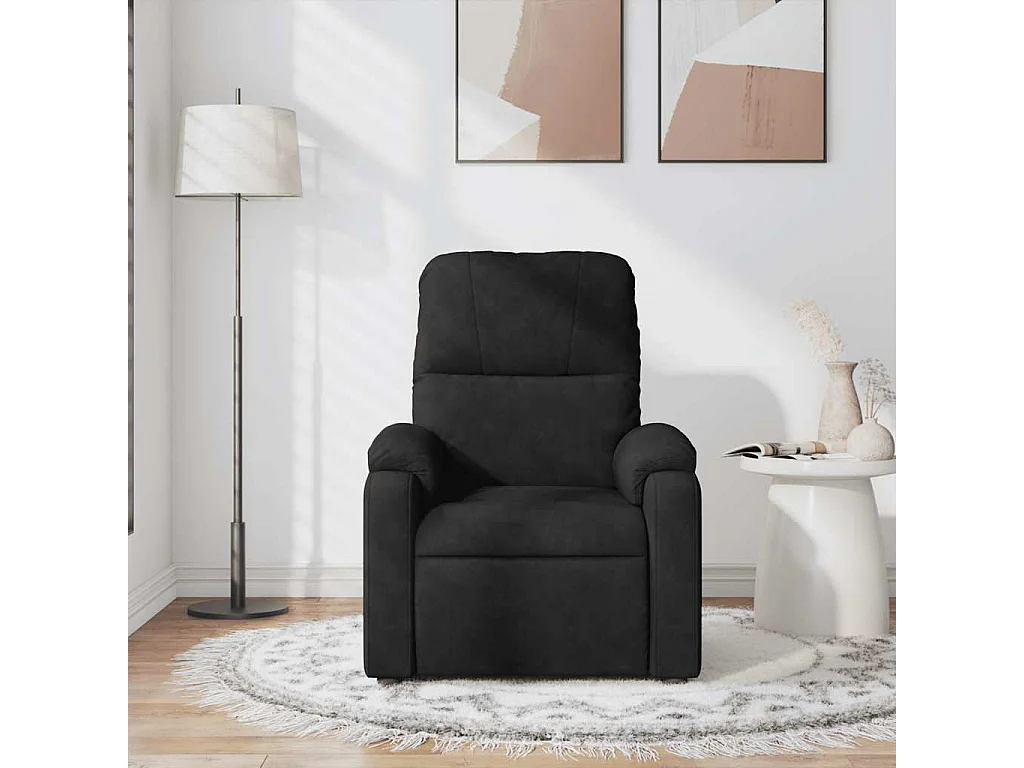 Sillón de relax | Sillón reclinable de masaje tela de microfibra negro SHL3555