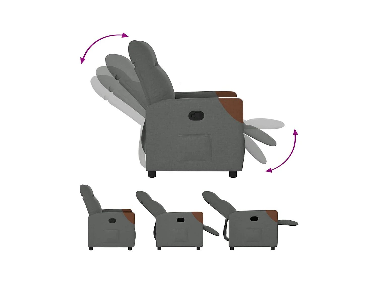 Sillón de relax | Sillón reclinable de tela gris oscuro SHL8860