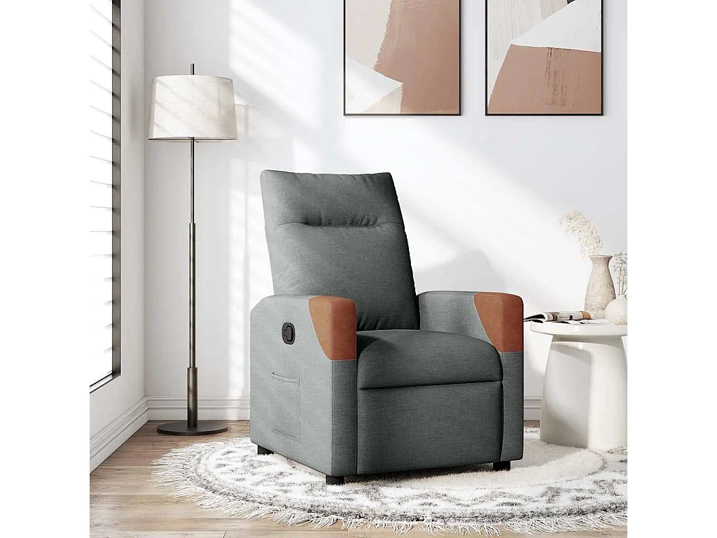 Fauteuil inclinable-Chaise de relax-Fauteuil TV Gris foncé Tissu SHL2242