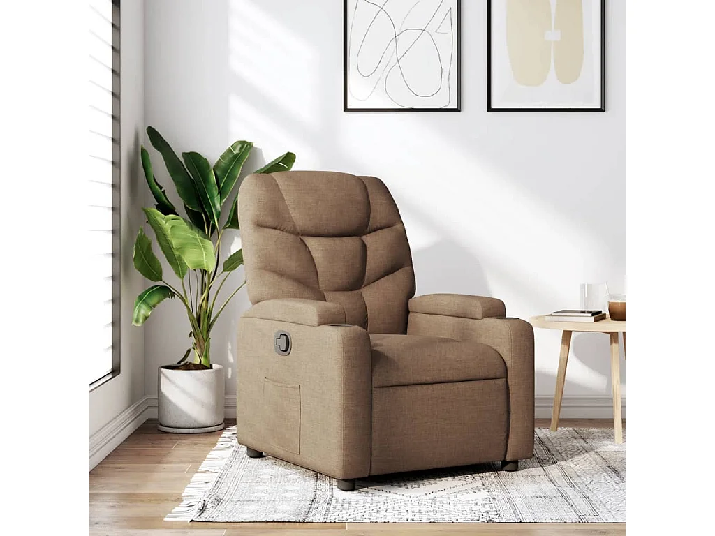 Relaxsessel | Lounge Sessel für Wohnzimmer Braun Stoff SHL48314