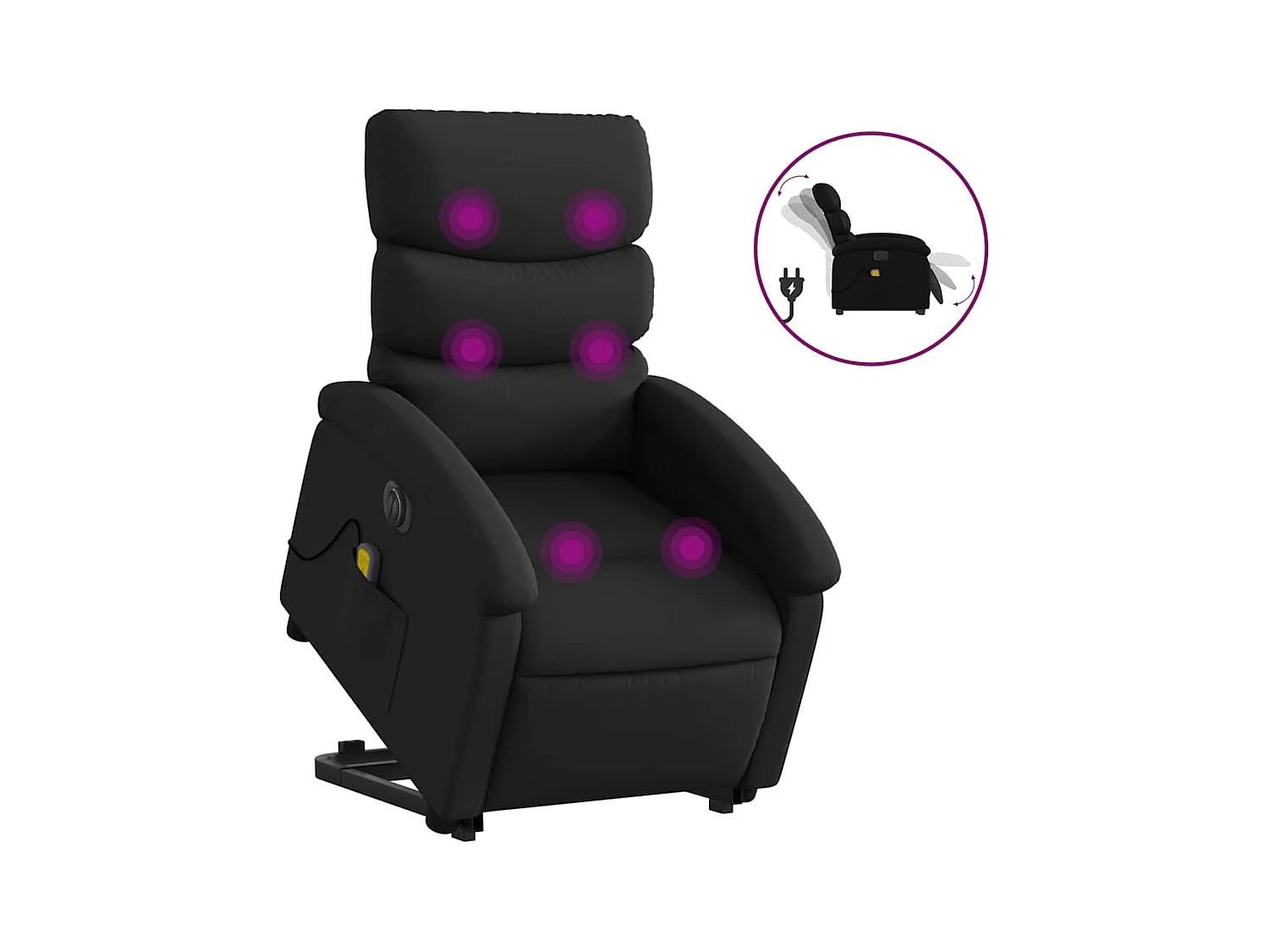 Fauteuil inclinable électrique-Chaise-Fauteuil de Massage noir similicuir SHL4798