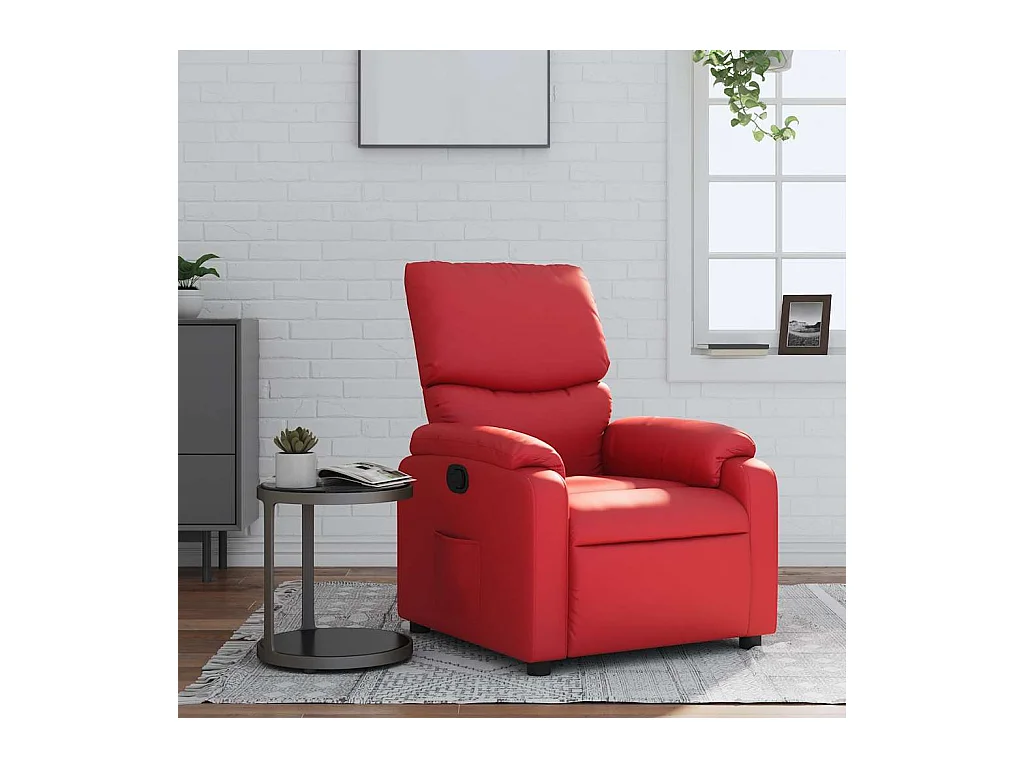 Sillón de relax | Sillón reclinable de cuero sintético rojo SHL9139