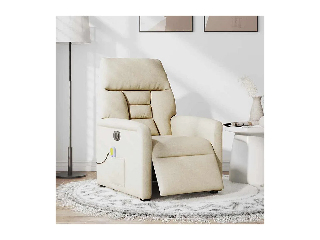 Sillón de relax | Sillón reclinable de masaje eléctrico tela color crema SHL3773