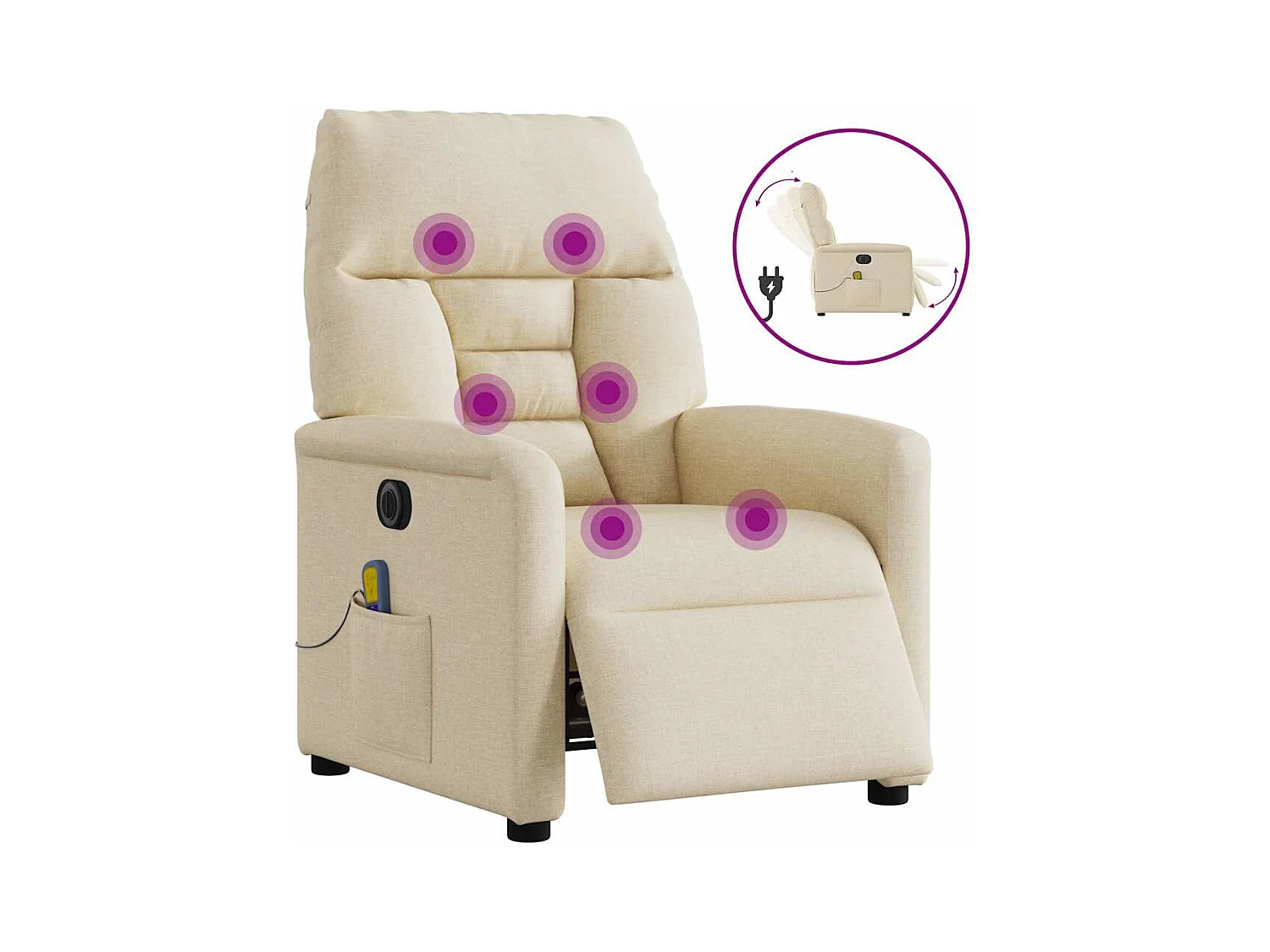 Sillón de relax | Sillón reclinable de masaje eléctrico tela color crema SHL3773