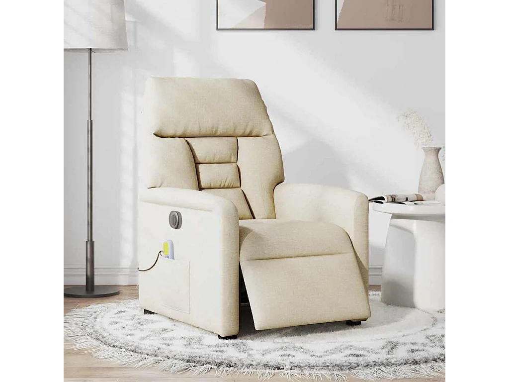 Fauteuil inclinable électrique-Chaise de relax-Fauteuil de Massage crème tissu SHL4120