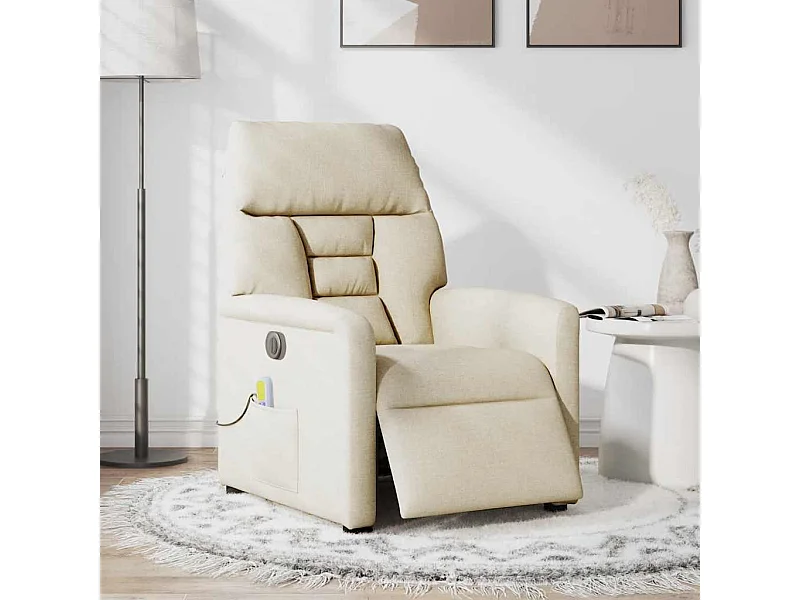 Fauteuil inclinable électrique-Chaise de relax-Fauteuil de Massage crème tissu SHL4120