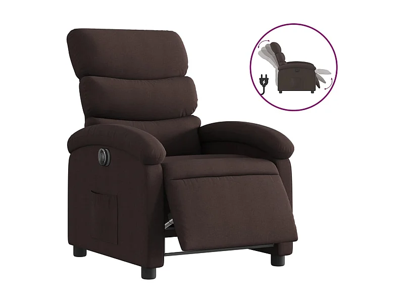Fauteuil inclinable électrique-Chaise de relax-Fauteuil salon Marron foncé Tissu SHL4362