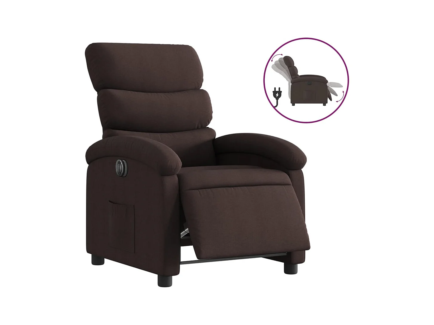 Fauteuil inclinable électrique-Chaise de relax-Fauteuil salon Marron foncé Tissu SHL4362