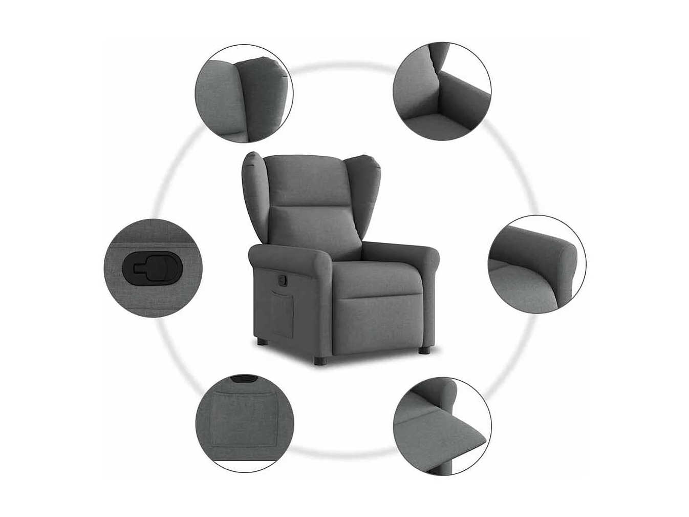 Fauteuil inclinable-Chaise de relax-Fauteuil TV Gris foncé Tissu SHL5236