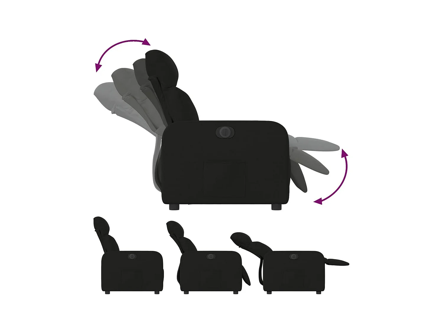 Sillón de relax | Silla | Sillón reclinable eléctrico de tela negro SHL8970