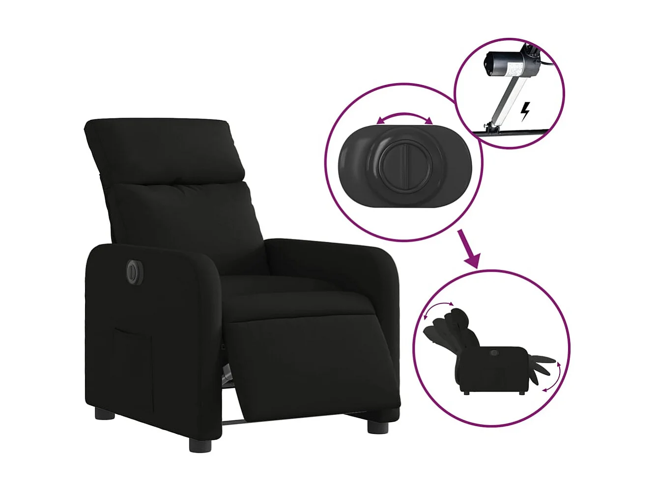 Fauteuil inclinable électrique-Chaise de relax-Fauteuil salon Noir Tissu SHL2958