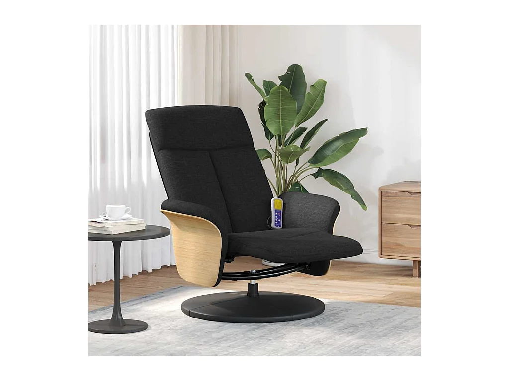 Sillón de relax | Sillón reclinable de masaje con reposapiés tela negra SHL6464