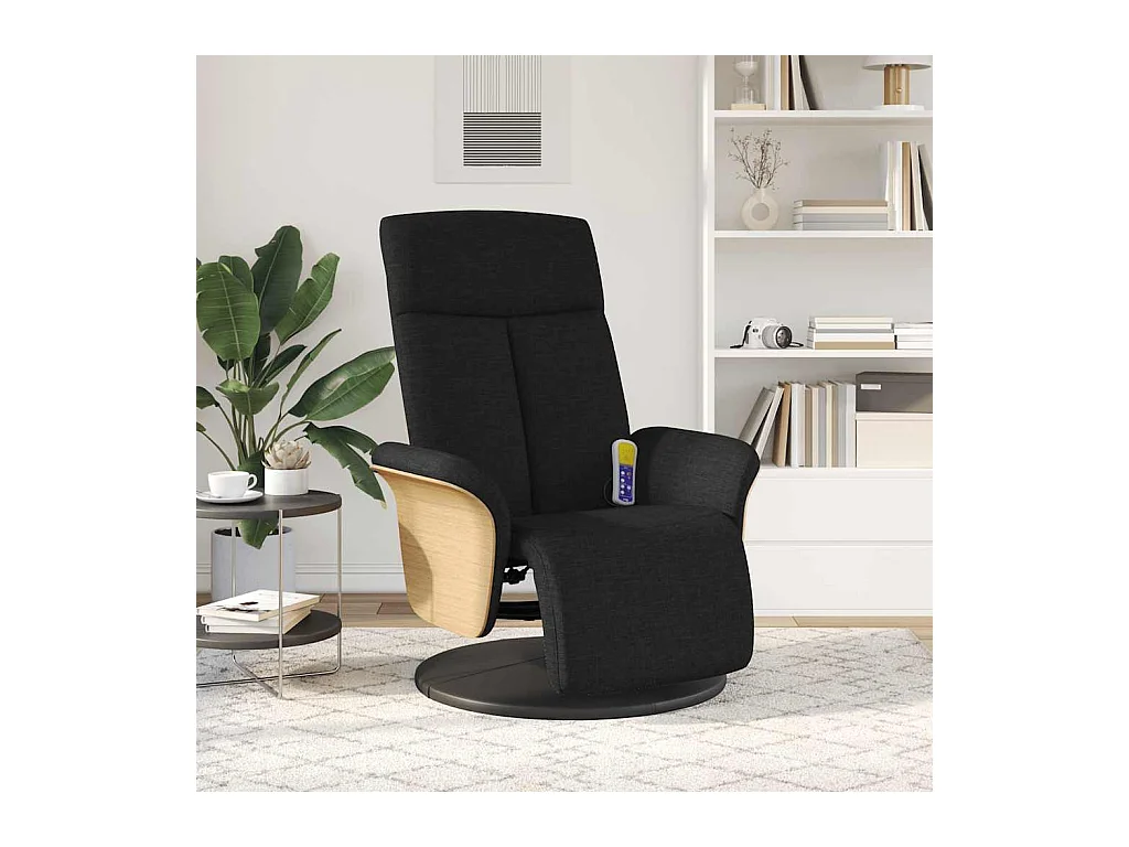 Sillón de relax | Sillón reclinable de masaje con reposapiés tela negra SHL6464