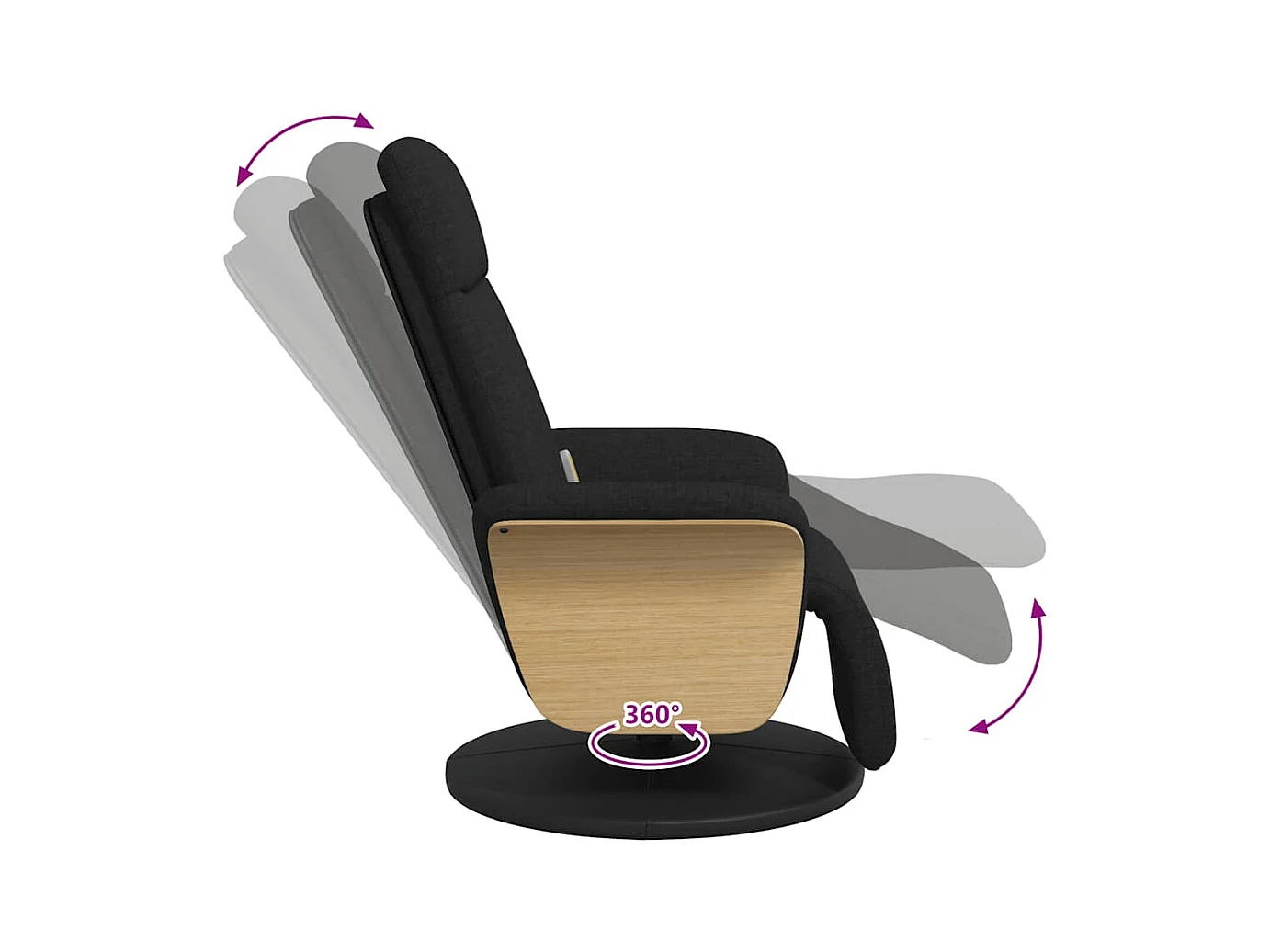 Sillón de relax | Sillón reclinable de masaje con reposapiés tela negra SHL6464