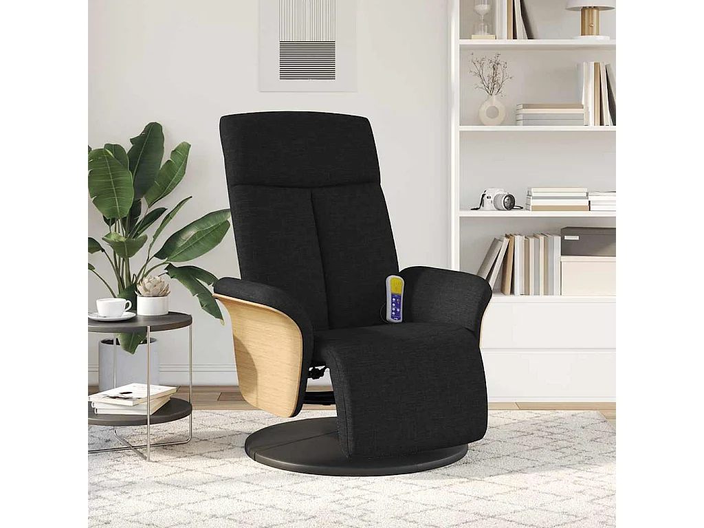 Massagesessel mit Fußteil Schwarz Stoff SHL85541