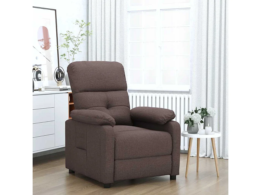 Fauteuil salon-Chaise relax-Fauteuil inclinable Marron foncé Tissu SHL2544