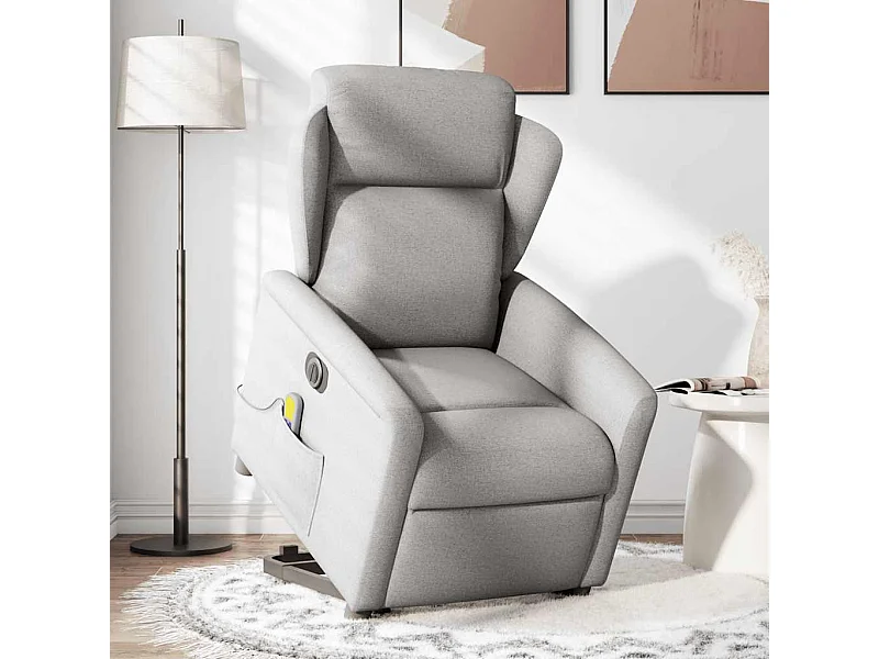 Massagesessel mit Aufstehhilfe Elektrisch Wolkengrau Stoff SHL50467