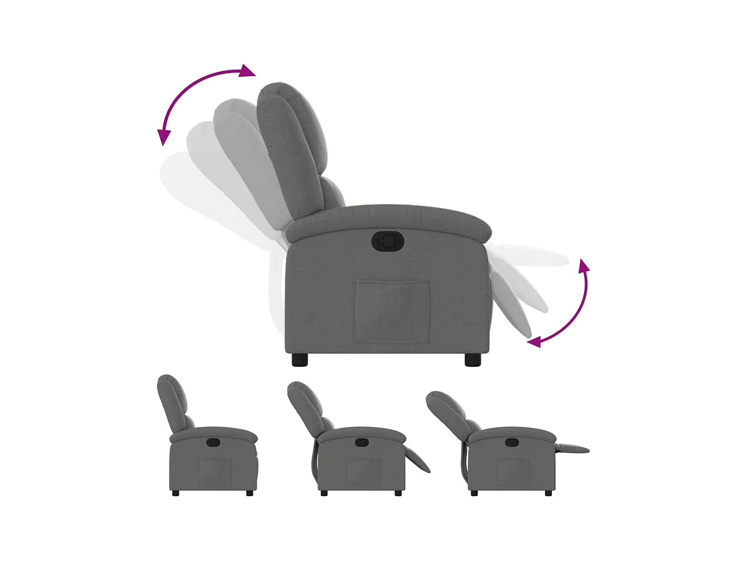 Stoel | Relaxfauteuil | Relaxstoel donkergrijze stof