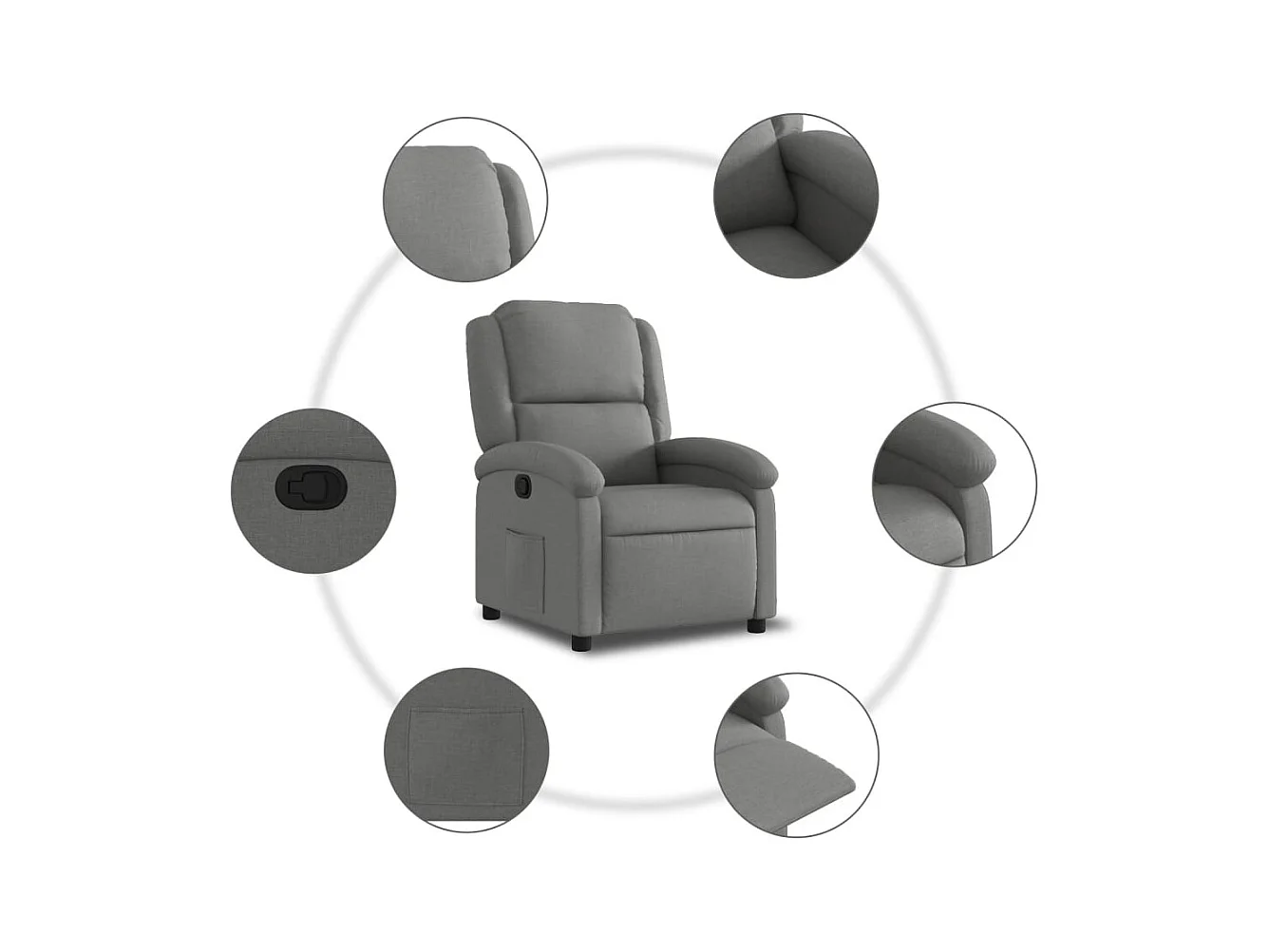 Stoel | Relaxfauteuil | Relaxstoel donkergrijze stof