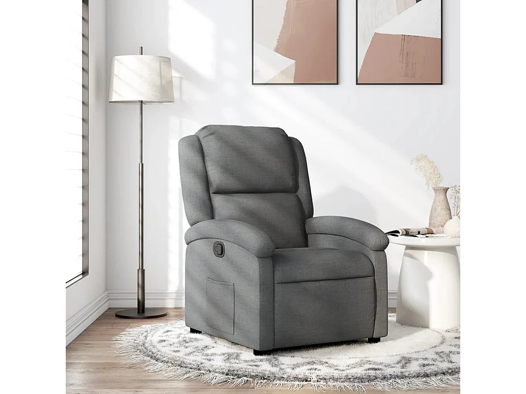 Fauteuil inclinable-Chaise de relax-Fauteuil salon gris foncé tissu SHL4607