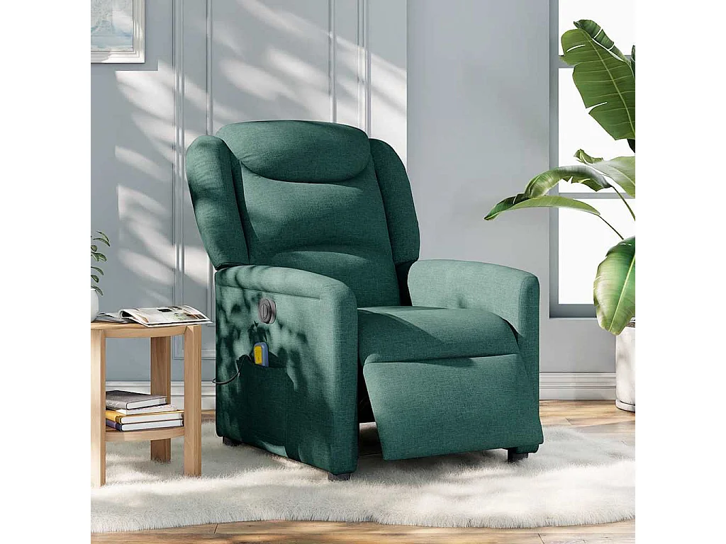 Fauteuil inclinable électrique-Fauteuil de massage de Salon Vert foncé Tissu SHL1803